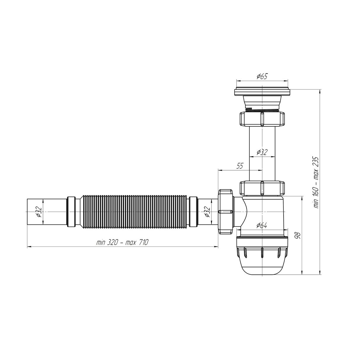 ALONI SIPHON BOUTEILLE FLEXIBLE AVEC CREPINE Ø32CM BLANC vue 3