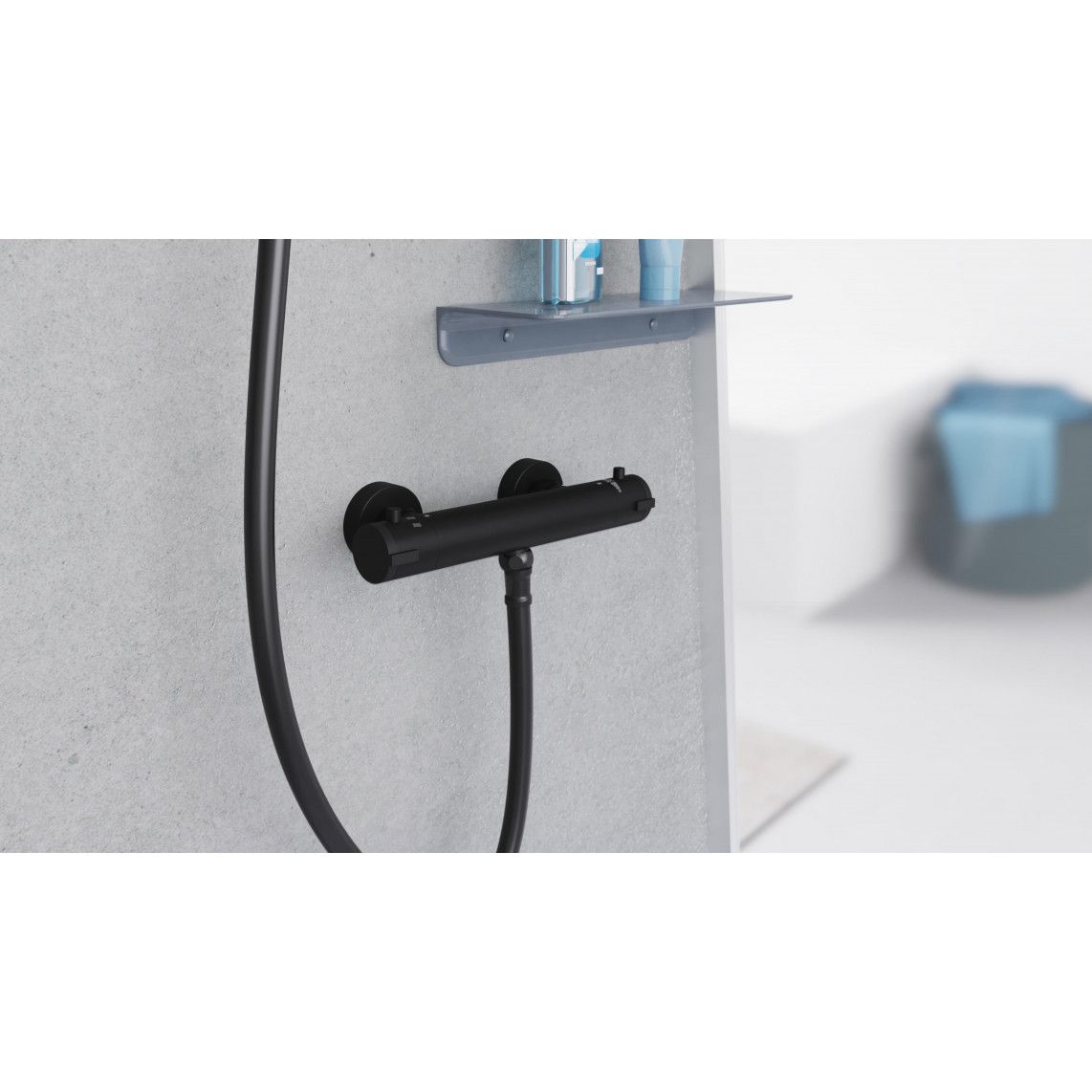 52466 LONDON Thermostatic shower mixer, black matt vue 8