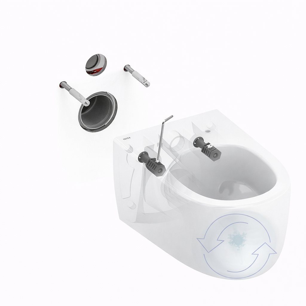 TECELOFT - KIT WC AVEC CHASSE CYCLONIQUE - AVEC ABATTANT WC - BLANC BRILLANT vue 4
