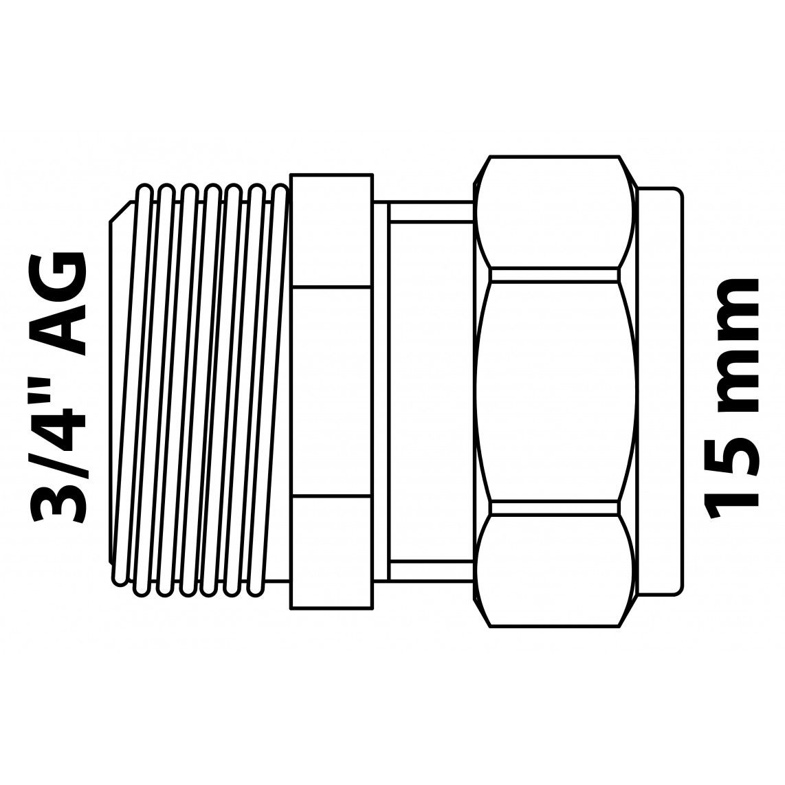 989457517 MS overgangsstuk, blanco, 15 mm x 3/4"BU, knelfitting voor koperen buis, vue 4