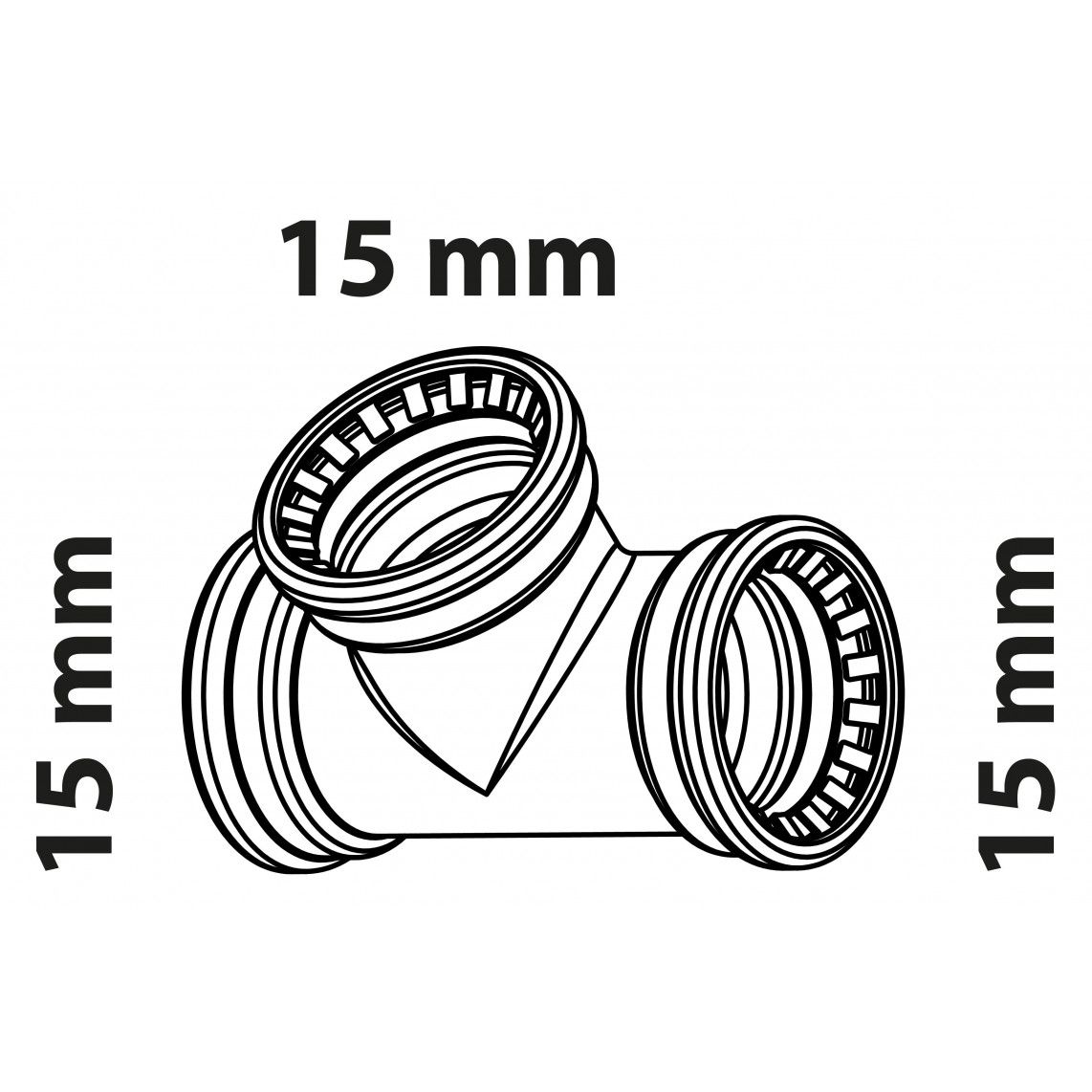 989473117 CU T-stuk, blanco, 15 mm, 3 mofen, (S130) vue 2