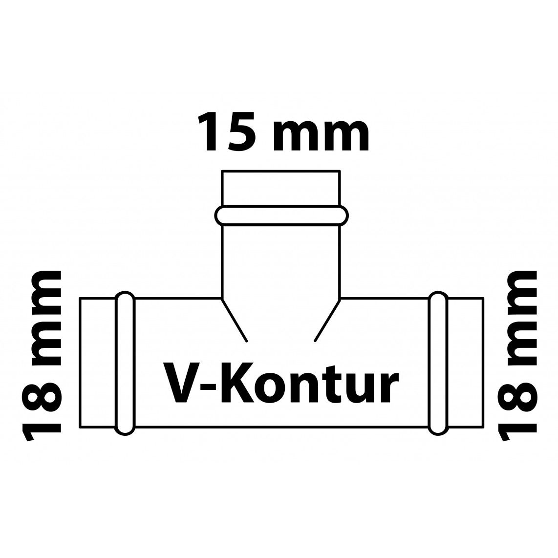 988618454 Tee reducer piece, press fitting for copper V-profile, 18 mm x 15 mm x 18 mm, 3 sockets vue 2