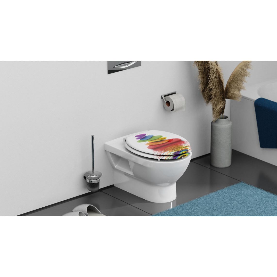 80120 MDF Toilet seat COLORFUL STONES, with soft close vue 11