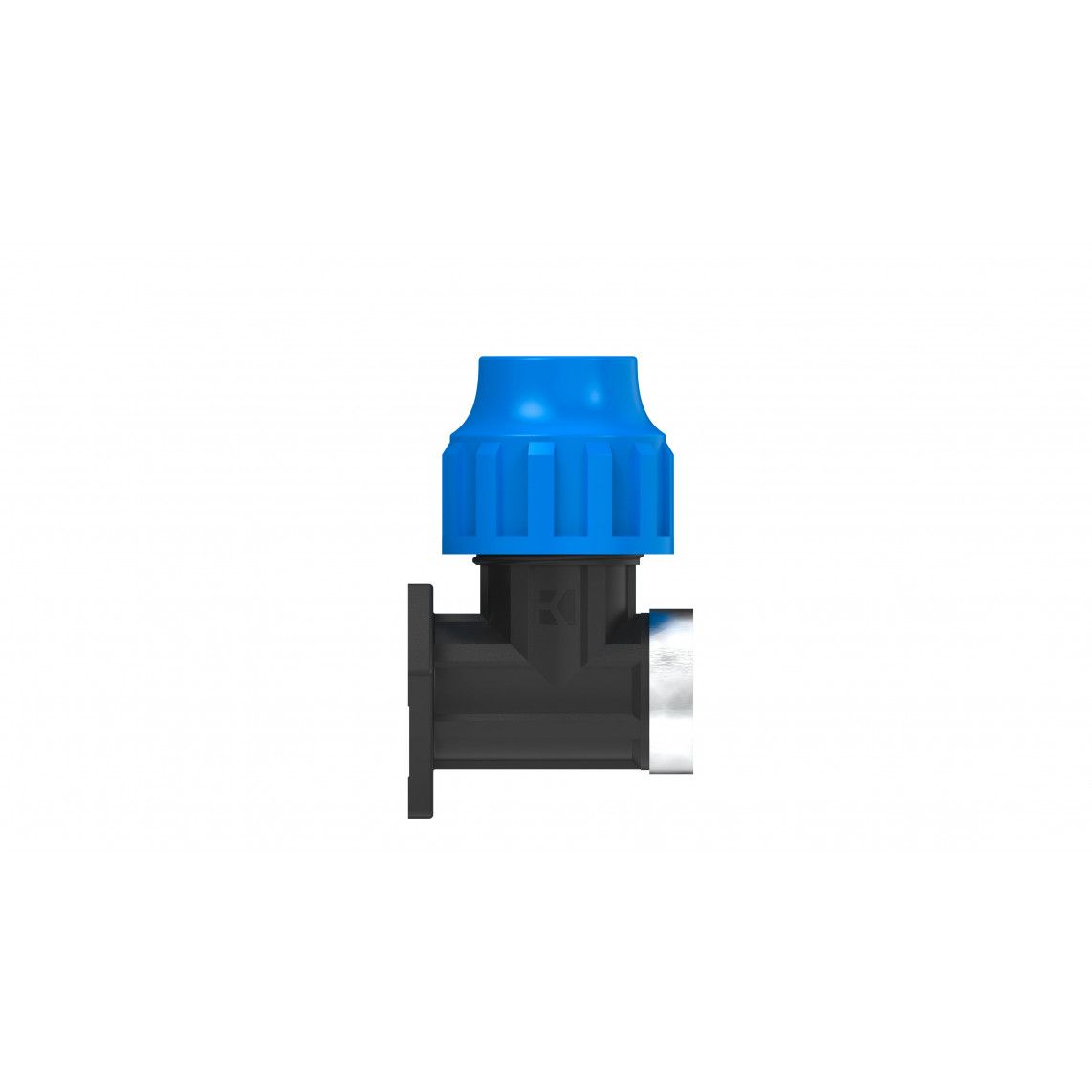 984842717 Elbow wall plate, PP, 20 mm x 1/2" female, clamp fitting for HDPE pipe, DVGW certified vue 3