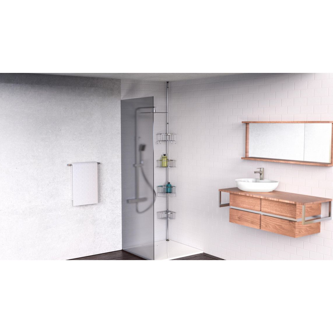 BA0920 Telescopic corner shelf, chrome vue 9