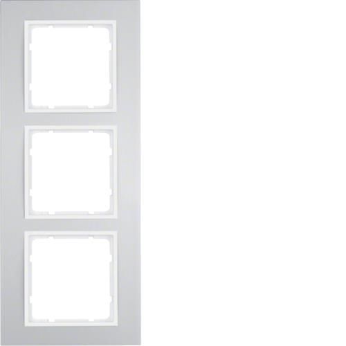 Plaque de recouvrement 3 postes Berker B.3 Alu, Alu / Blanc polaire