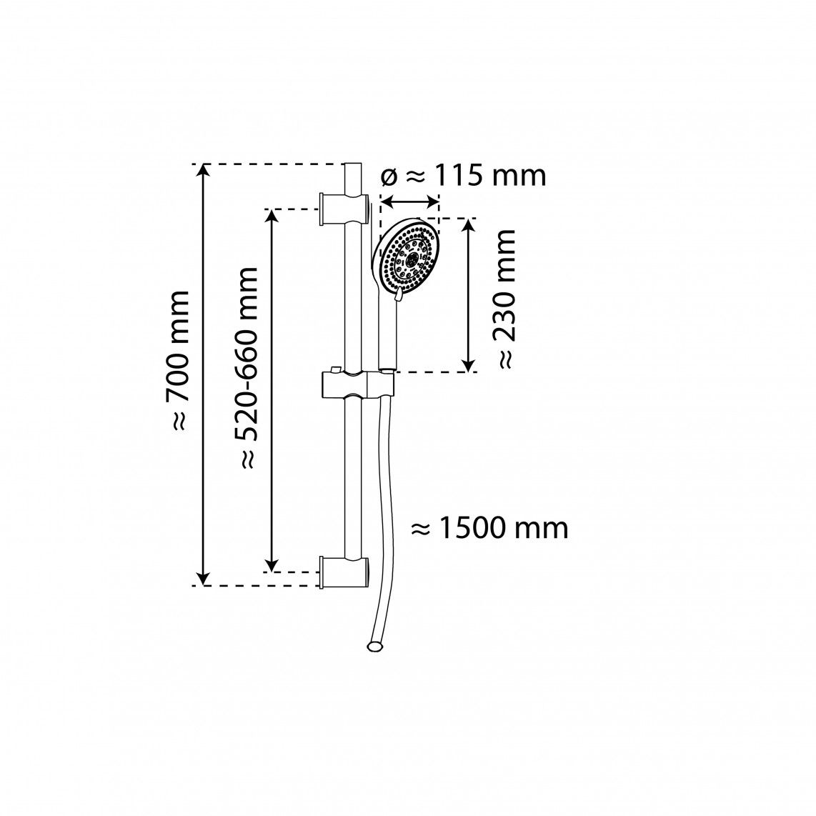 DX5082CSB PARMA Shower rail set, chrome vue 8