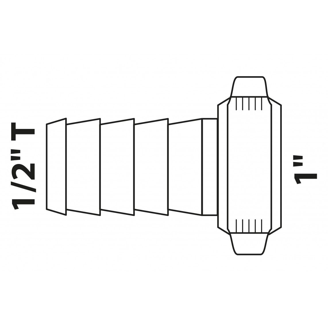 987398013 MS Slangschroefverbinding, blanco, 1"M x 1/2"T vue 2