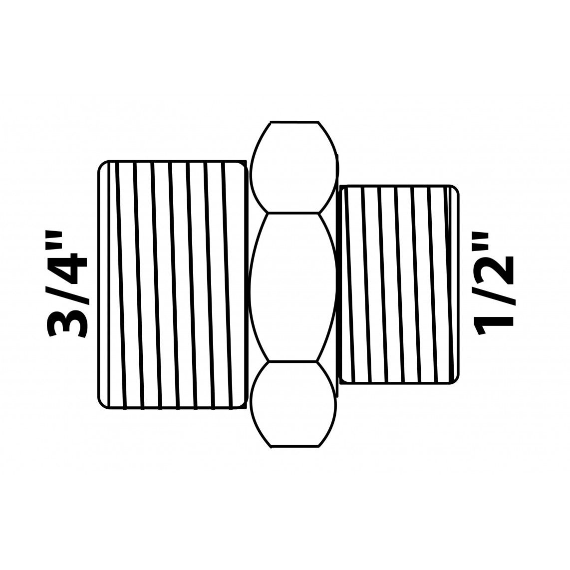 989352355 MS dubbele verloopnippel, blanco, 3/4"BU x 1/2"BU, vue 2