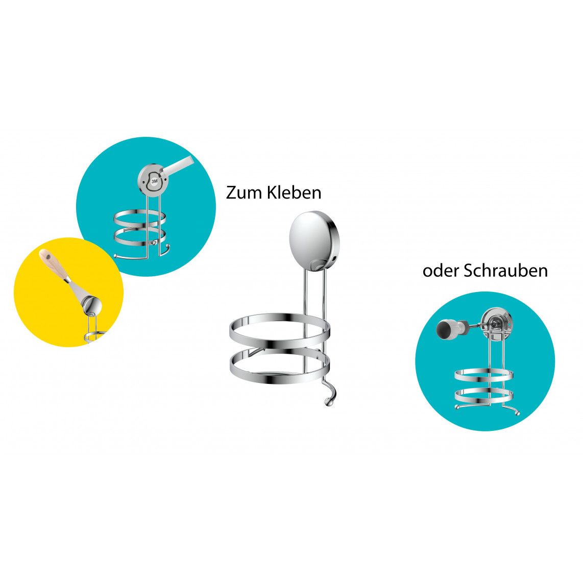 BA0201 Hairdryer holder, chrome, for screwing and glueing vue 5