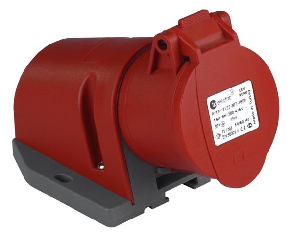 Prise CEE femelle murale 5 x 32A 380 - 415Vac Rouge IP44 avec raccords à visser
