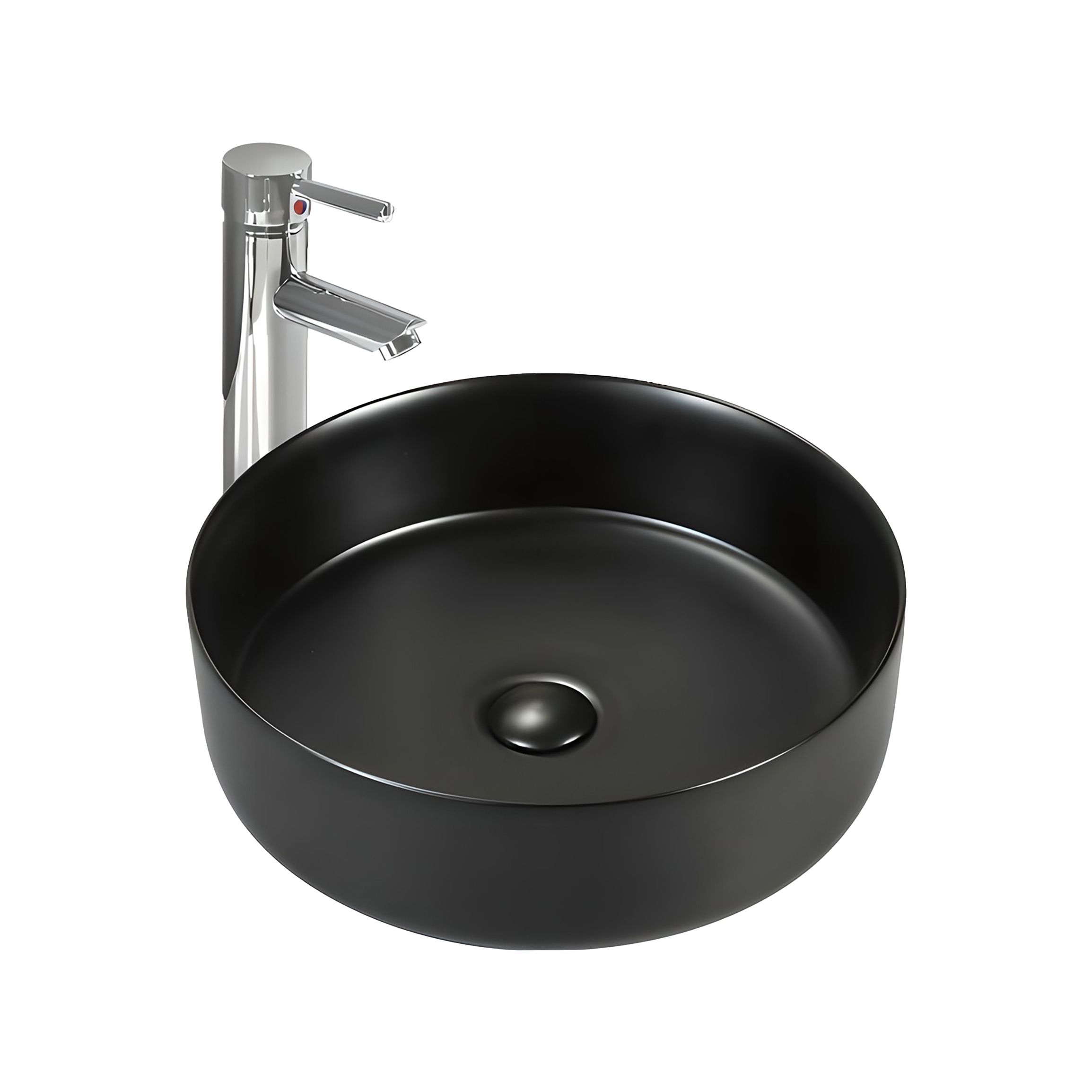 ALONI FIRA LAVABO - À POSER – SANS TROP-PLEIN – SANS TROU DE ROBINET – AVEC BONDE CLIC-CLAC – CÉRAMIQUE – 36X12,5X36 CM – NOIR MAT vue 2