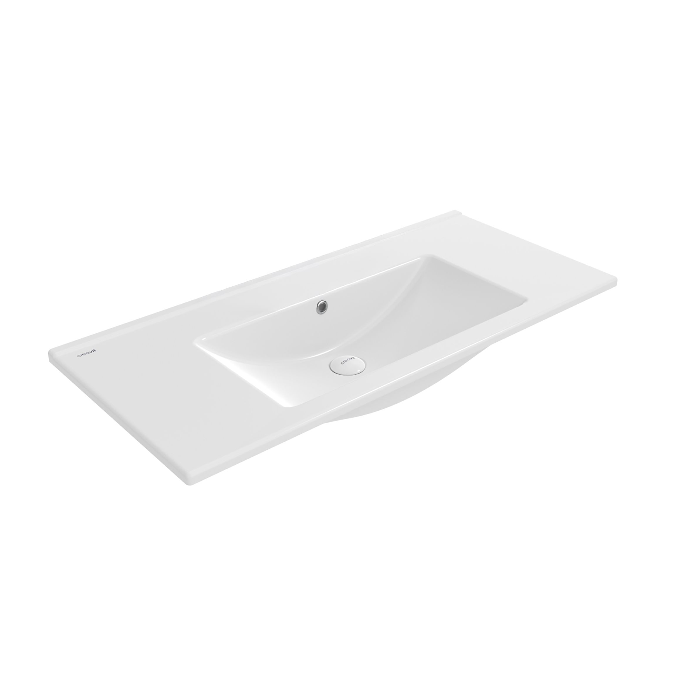 SU Lavabo - 1 Lavabo - Sans Trou DE Robinet - Céramique - 100×45 CM - Blanc Brillant