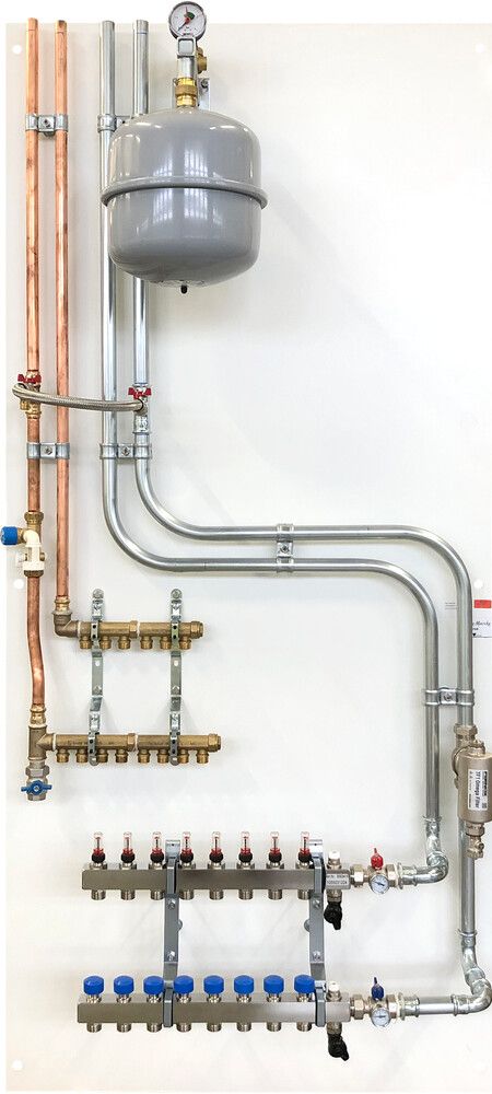 Panneau prefab pour pompe à chaleur vase d'expansion filtre à impuretés sanitaire SYSTEMPEX CPS Schütz