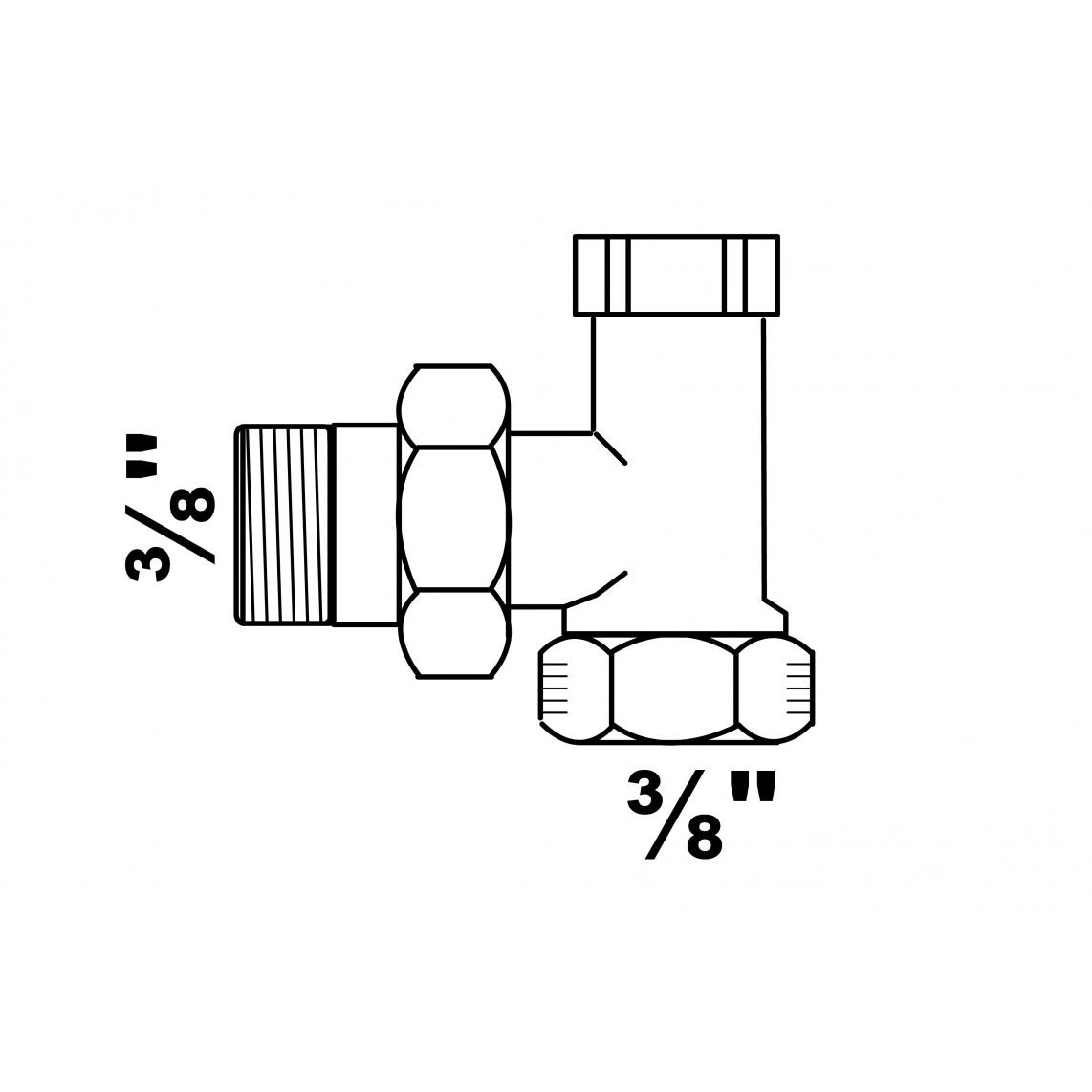 988534055 radiator fitting, vernikkeld, haaks, 3/8", afsluitbaar vue 2