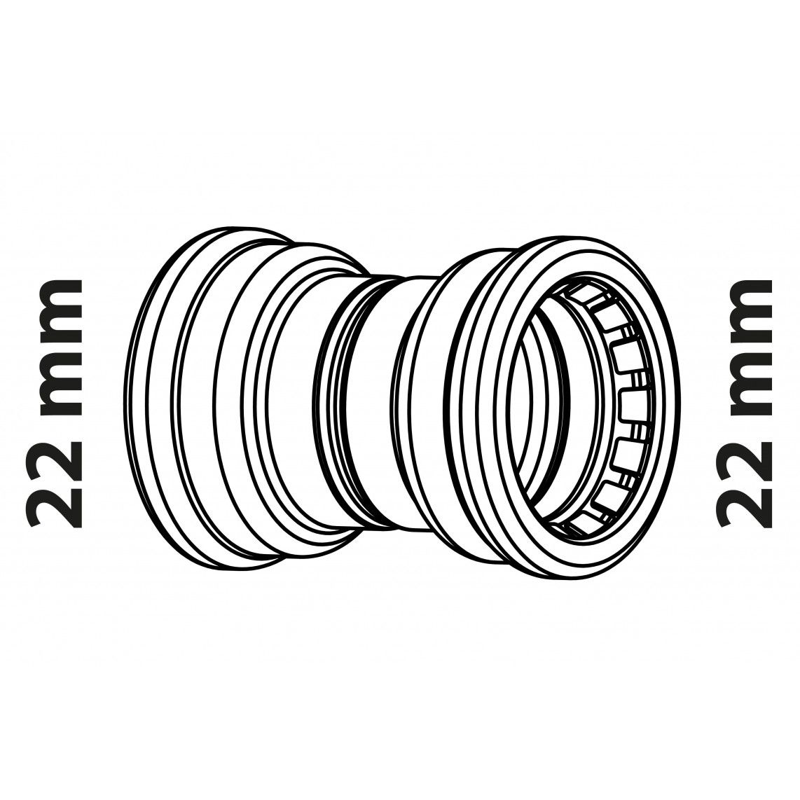 989472317 CU dubbele mof, blanco, 22 mm, 2 mofen, (S270) vue 2