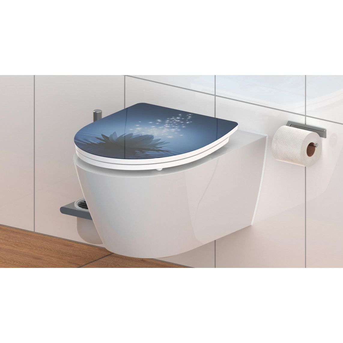82582 Duroplast HG Toilet seat WATER LILY, with soft close and quick release vue 6