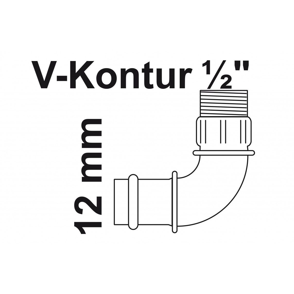 988622154 Transition angle 90°, press fitting for copper V-profile, 12 mm x 1/2" male, 1 socket vue 2