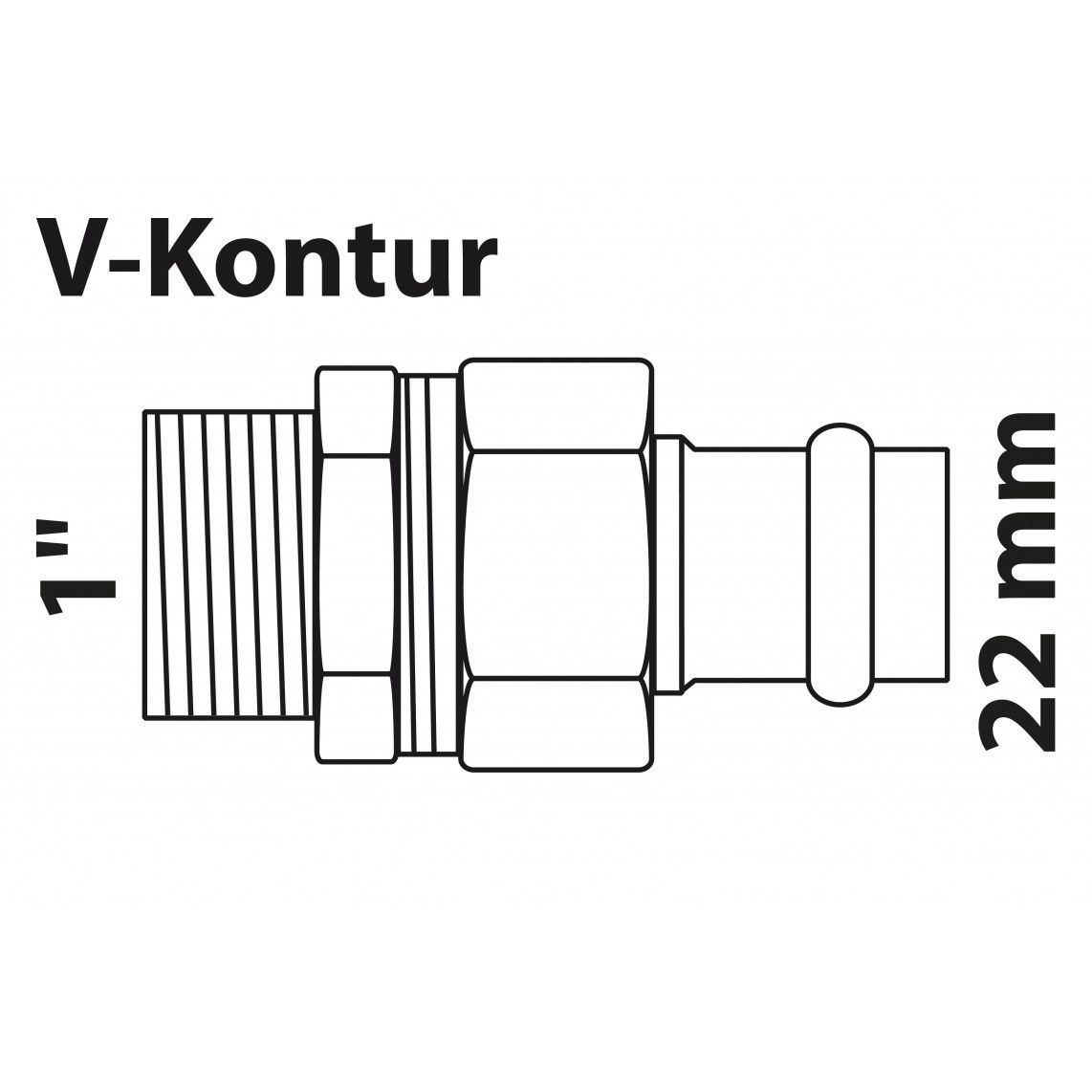 988627854 BR schroefverbinding, blanco, 22 mm x 1"BU, vlakke dichting, 1 mof, (P4331g) vue 2
