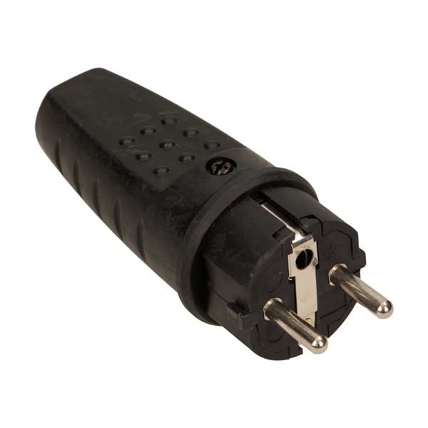 Fiche caoutchouc mâle 2 pôles + T 16A IP44
