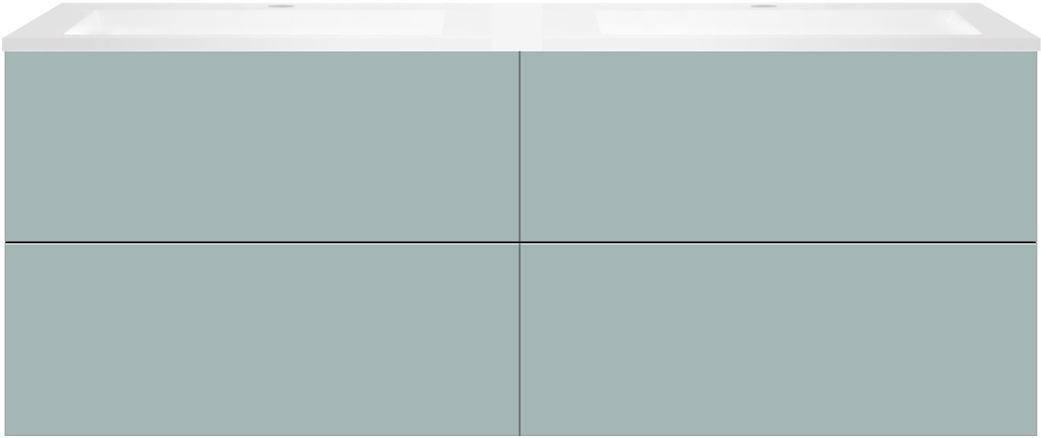 ONDERBOUW COFFEE 4 LADES 180 DUO IJSBLAUW ZACHT MAT +DUBBELE WASTAFEL KUNSTMARMER MAT WIT vue 1