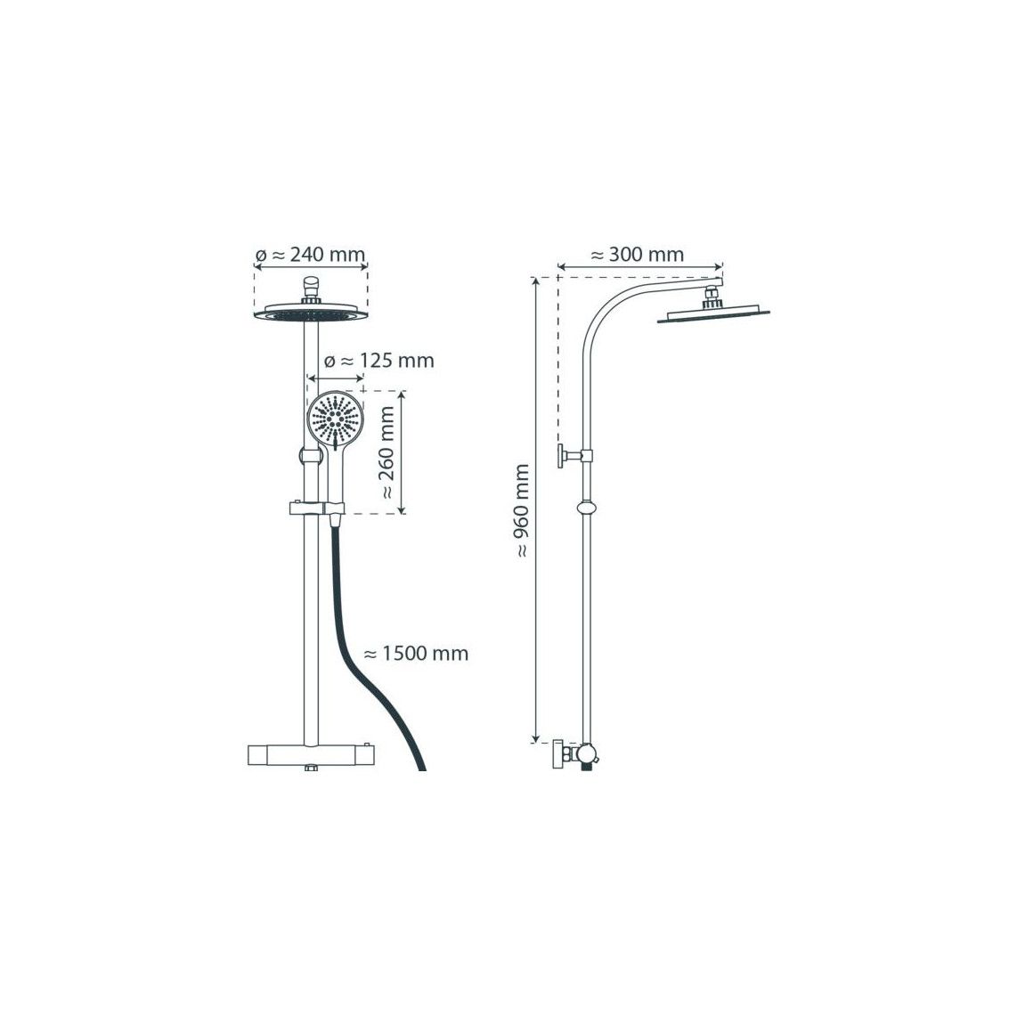 60046 MADURA FRESH Overhead shower set, chrome, with thermostatic mixer vue 2