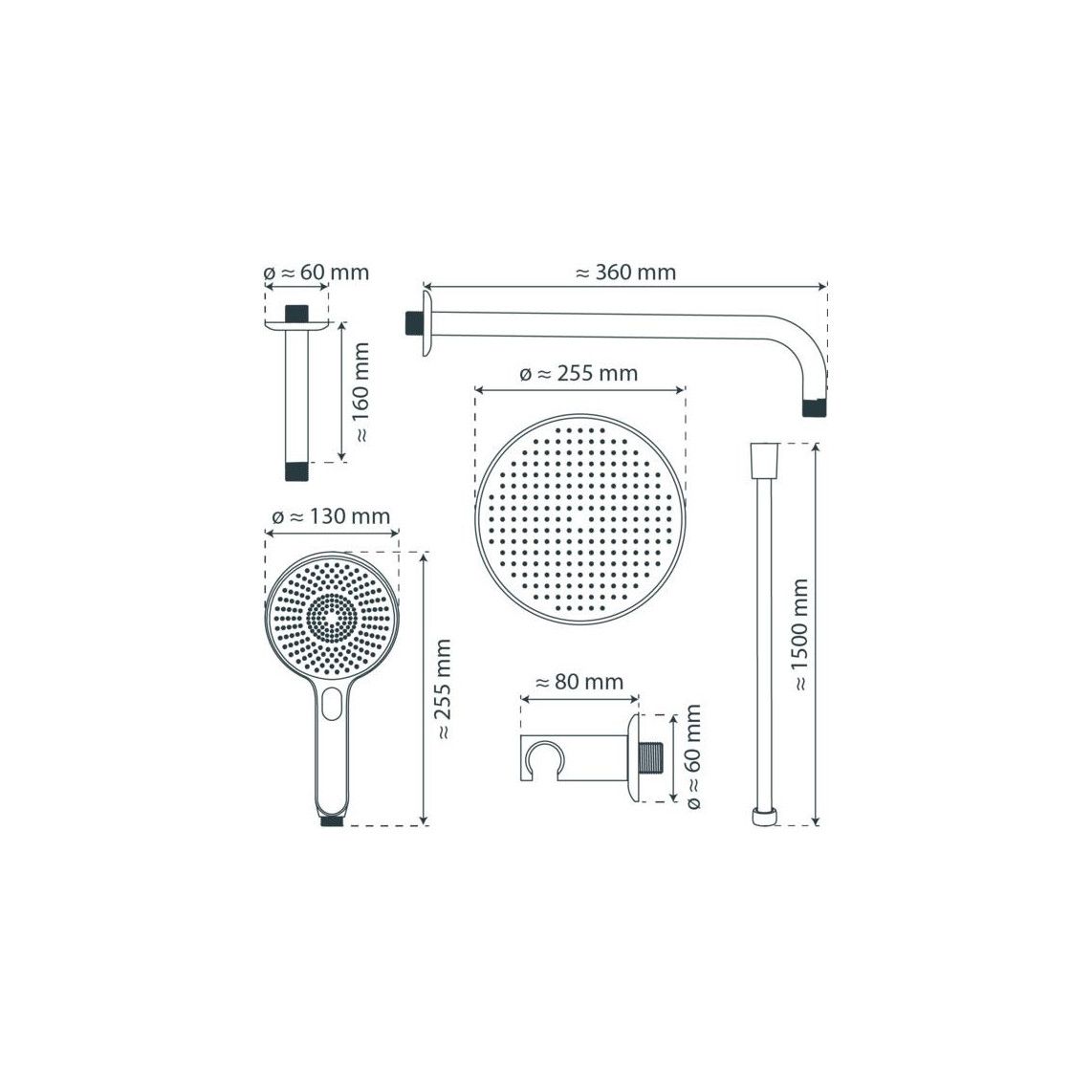 60400 KARIBIK Complete doucheset, chroom/lichtgrijs vue 4