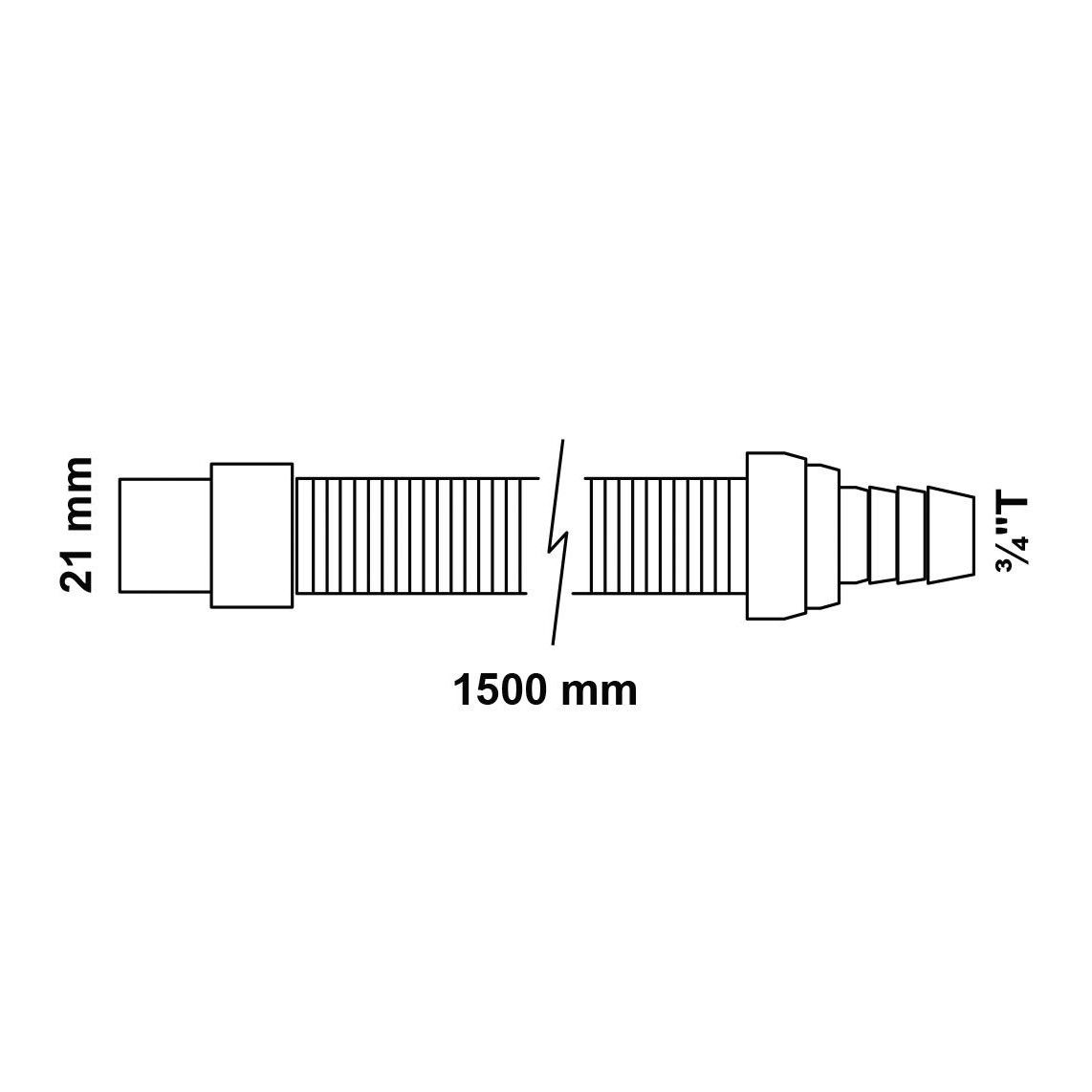 98667400 Drain hose extension, 1,5 m, 21 mm x 3/4" sleeve vue 2