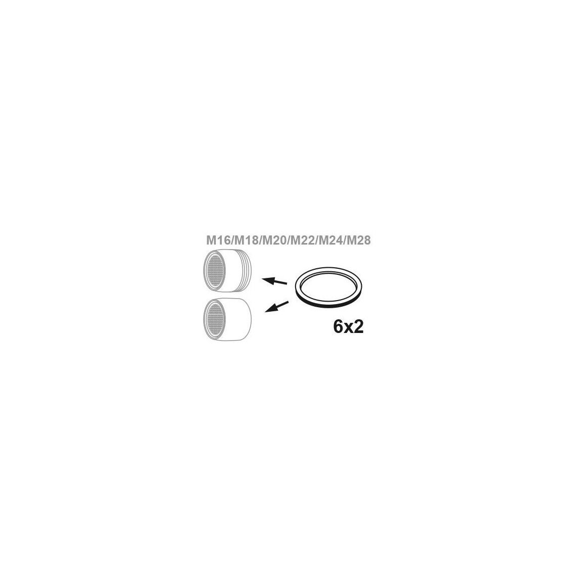 98697270 straalregelaar afdichting, Silicone, voor M16/M18/M20/M22/M24/M28 (6x2) vue 2