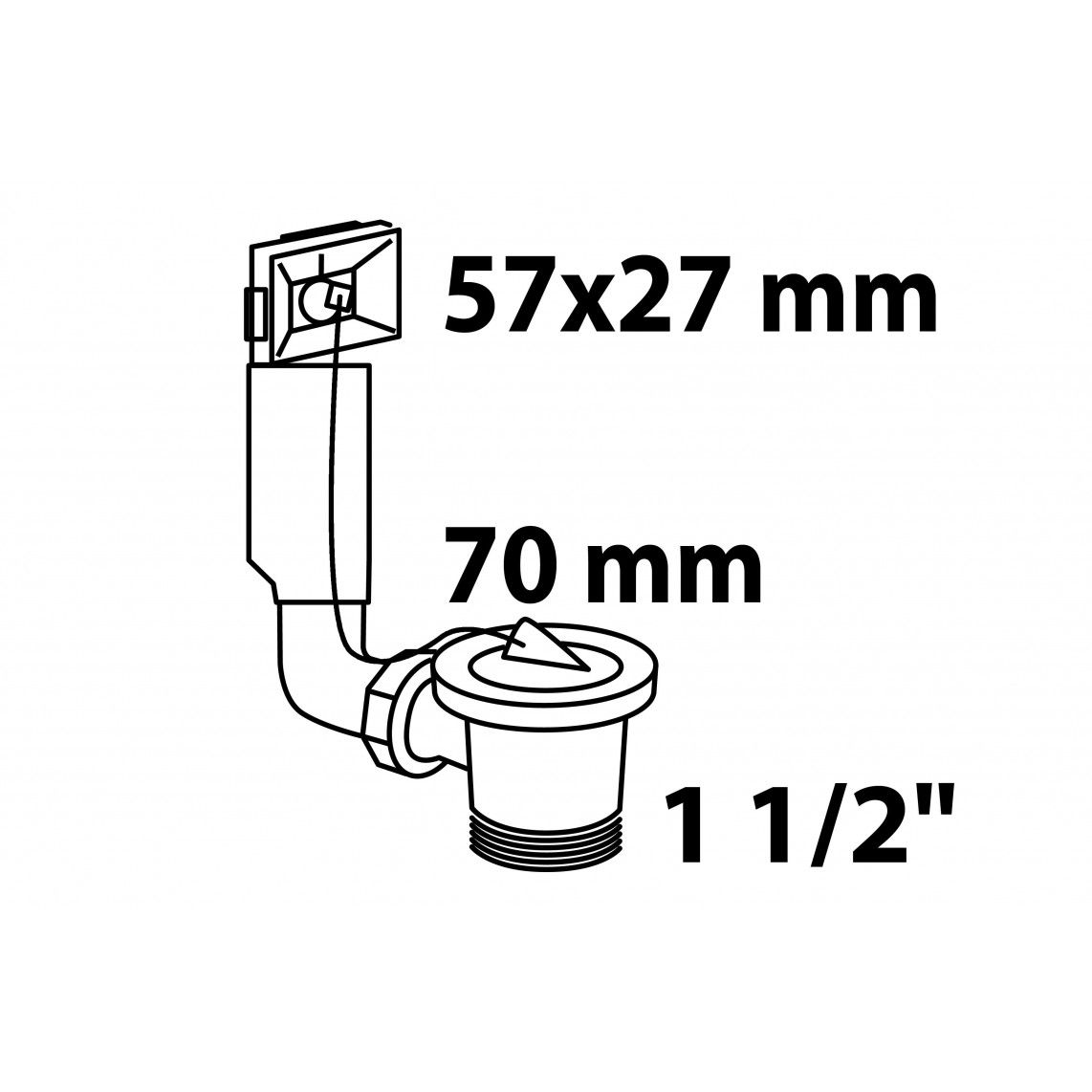 98834148 Sink waste and overflow set, plastic, white, 1 1/2" male x 70 mm, height adjustable, side overflow vue 3