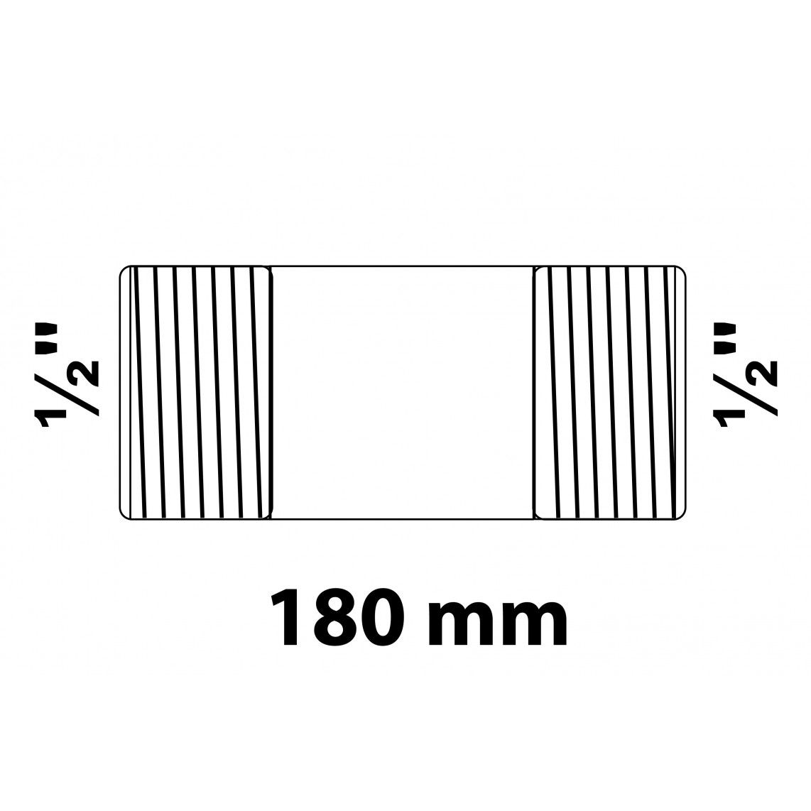 989821655 Barrel nipple, malleable galvanized, 1/2" x 180 mm vue 2