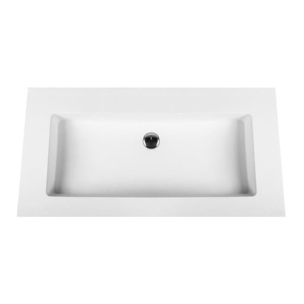 Aloni Solid Surface Lavabo Sans Trou DE Robinet (80CM) - Blanc