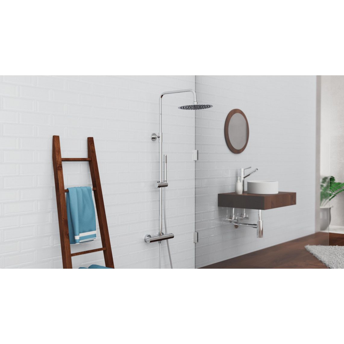 60044 AQUADUCT Overhead shower set, chrome, with thermostatic mixer vue 7