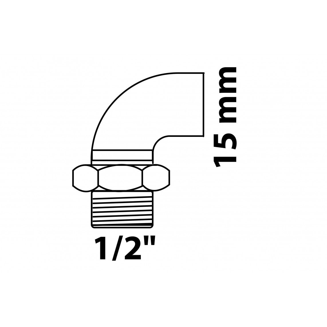 989221055 BR knel kniekoppeling 90°, blanco, 15 mm x 1/2"BU, conische afdichting, 1 mof (4098g) vue 2