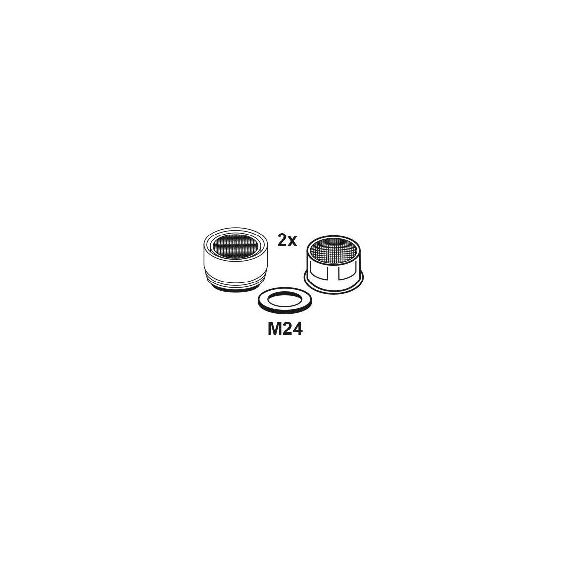 989545013 Aerator set, chrome, M24 male, 2x housing / 4x insert vue 2