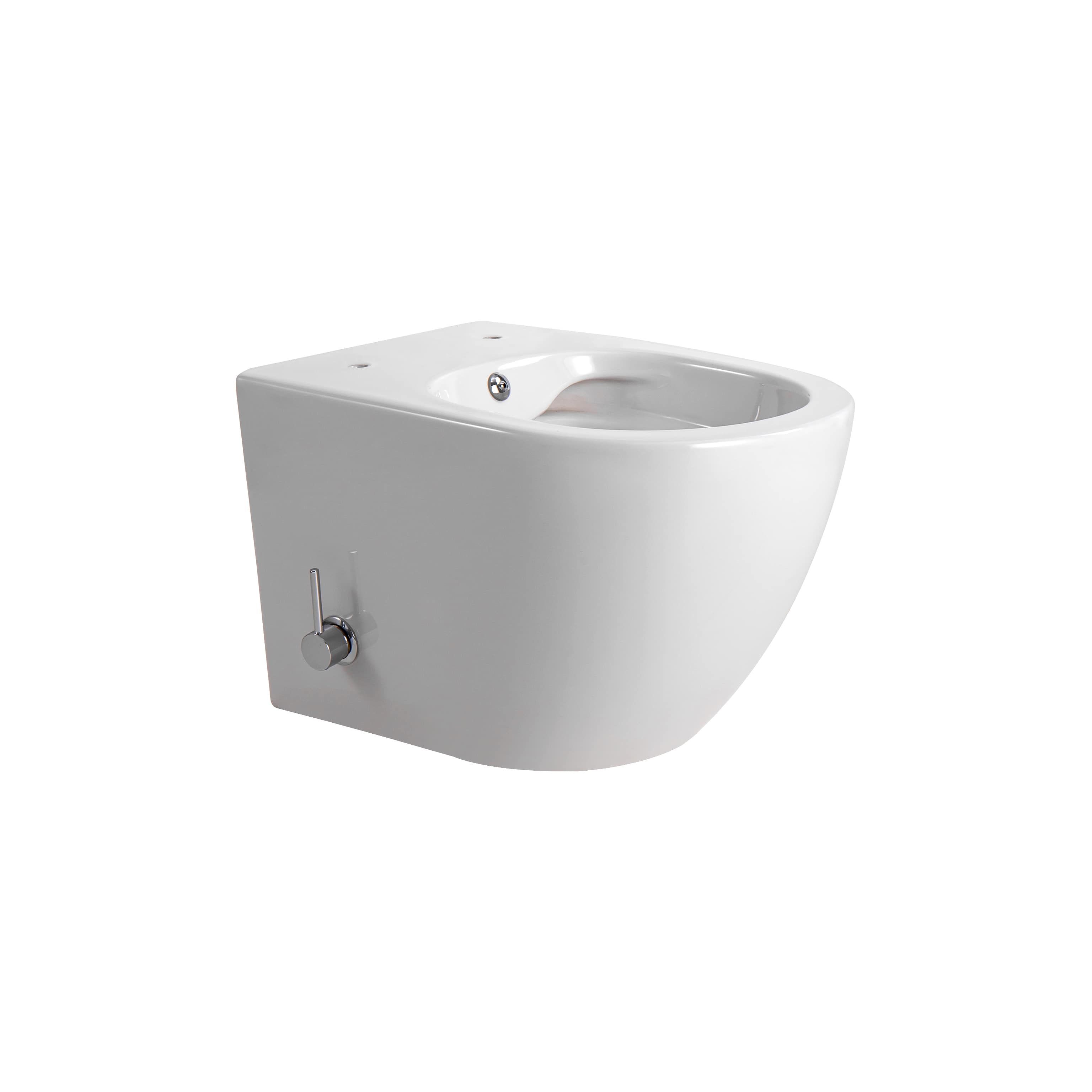 DARLO WC SUSPENDU AVEC BIDET - SANS BRIDE - AVEC ROBINET BIDER EAU FROIDE - SANS ABATTANT - COMPACT 49 CM - BLANC BRILLANT vue 2