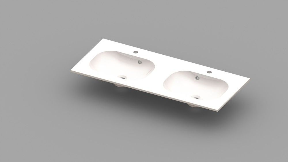 Van Marcke Ovum Tablette Avec 2LAVABOS 1200×500×200MM Blanc Marbre Artificiel
