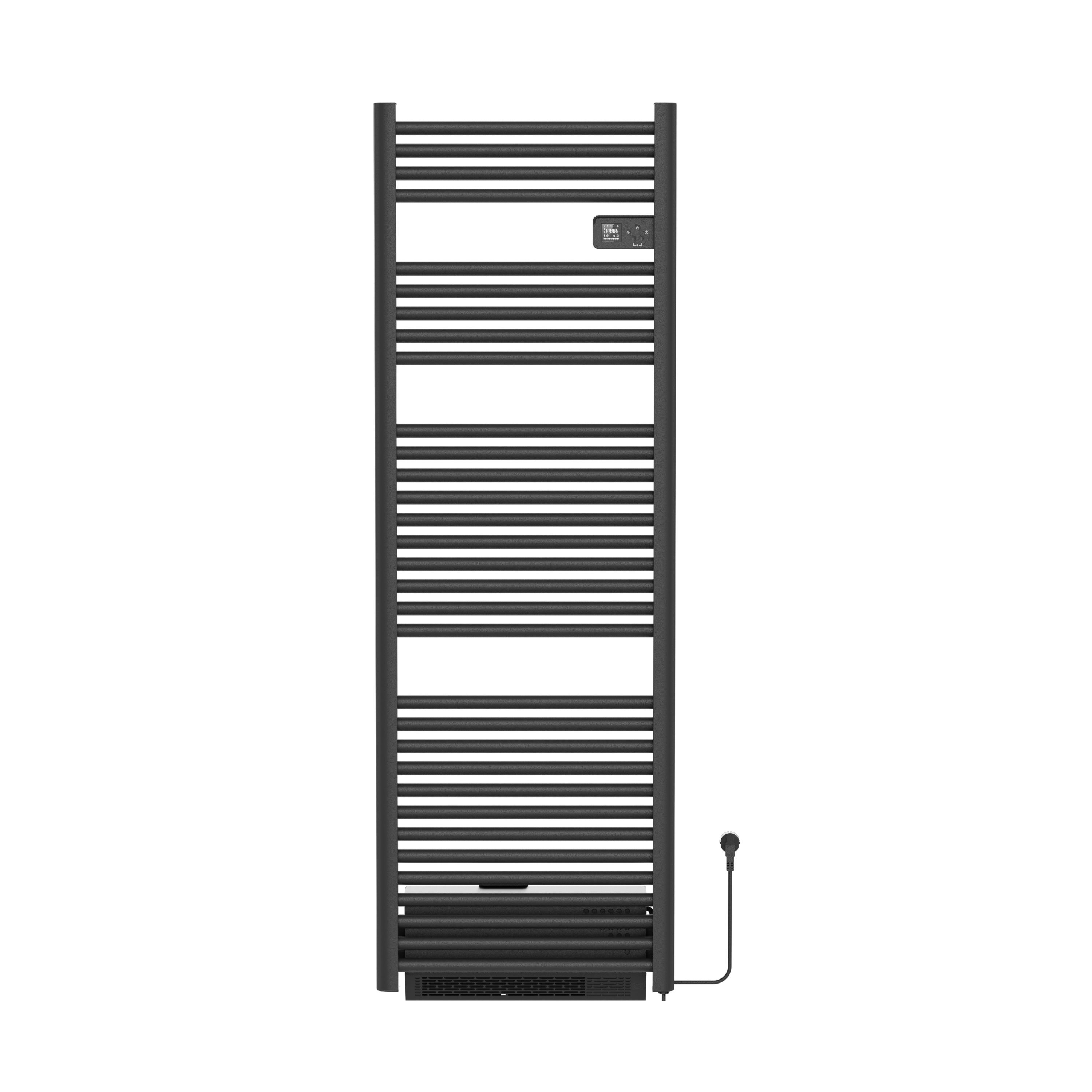 BELRAD SÈCHE-SERVIETTES ÉLECTRIQUE AVEC SOUFFLEUR – AVEC THERMOSTAT NUMÉRIQUE PROGRAMMABLE – SMART WIFI - 1850W – 1640X540X133 MM – NOIR MAT vue 2