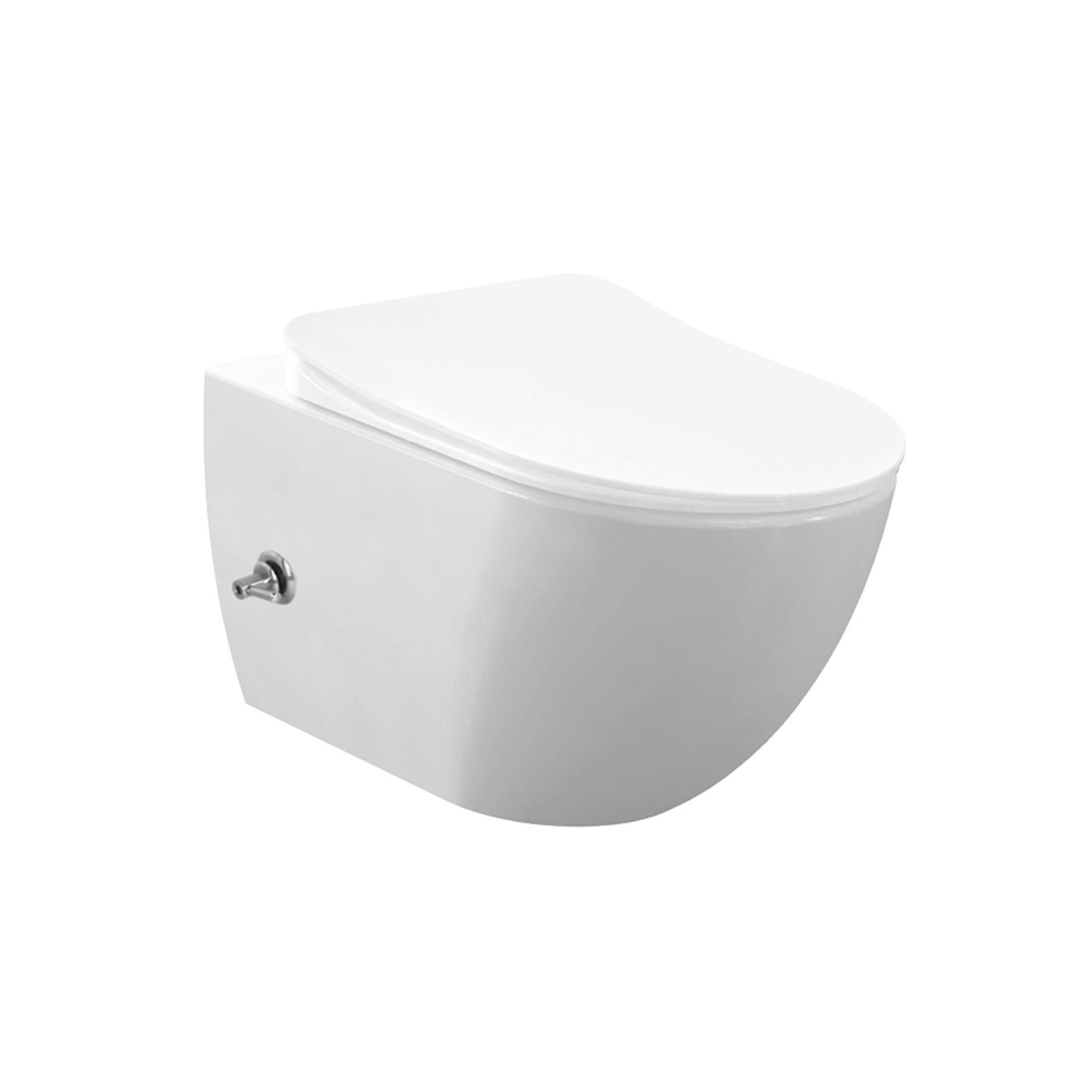 CREAVIT FREE WC SUSPENDU AVEC BIDET – SANS BRIDE – AVEC MÉLANGEUR BIDET EAU CHAUDE ET FROIDE – SANS ABATTANT – BLANC MAT vue 2