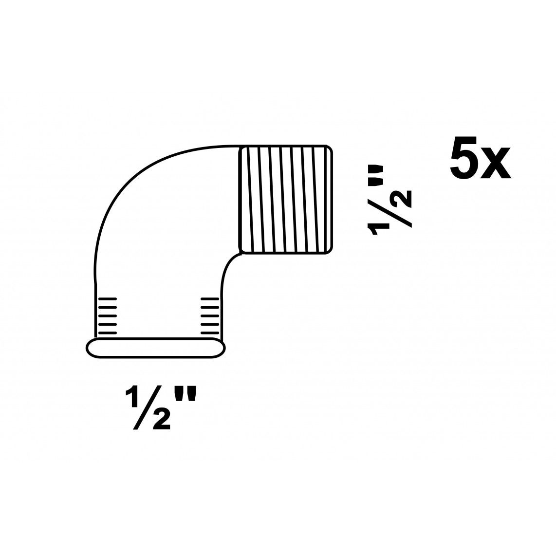 989721060 GI knie 90°, gegalvaniseerd, 1/2"BI x 1/2"BU, (92) (5x) vue 2
