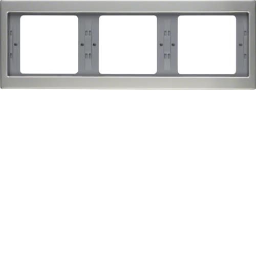 Plaque de recouvrement 3 postes pour montage horizontal Berker K.5 Inox