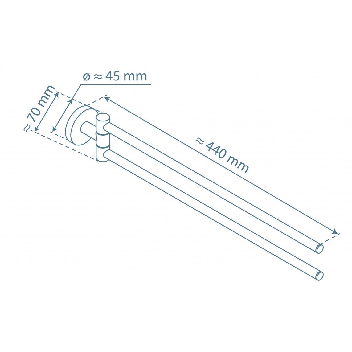 10112 LONDON Towel holder, chrome, turnable, two arms vue 3