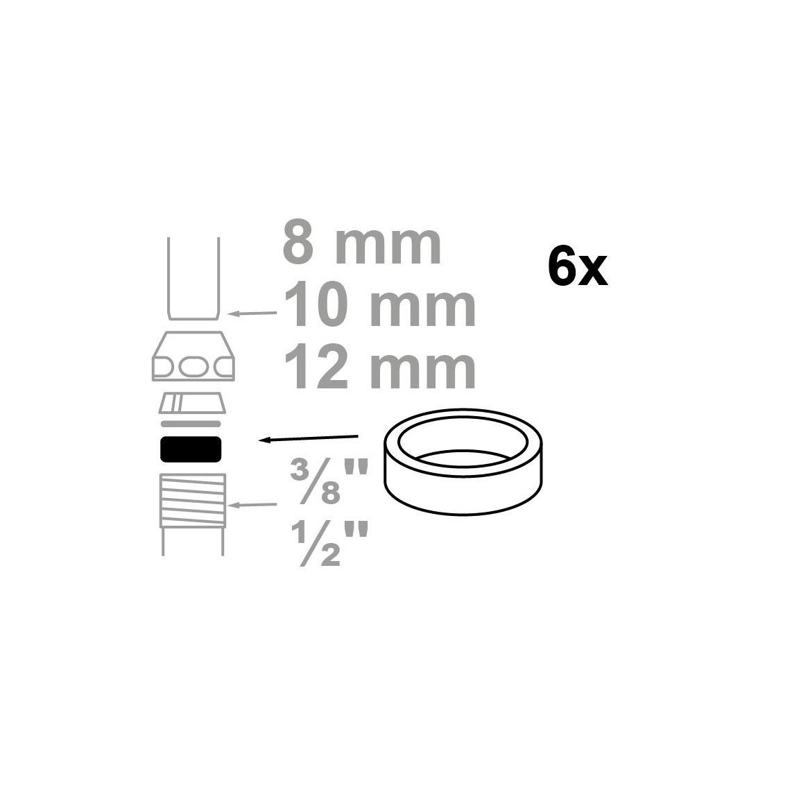 98697050 knelafdichting-Assortiment, Silicone, voor 3/8" 1/2" x 8/10/12 mm (6x) vue 3