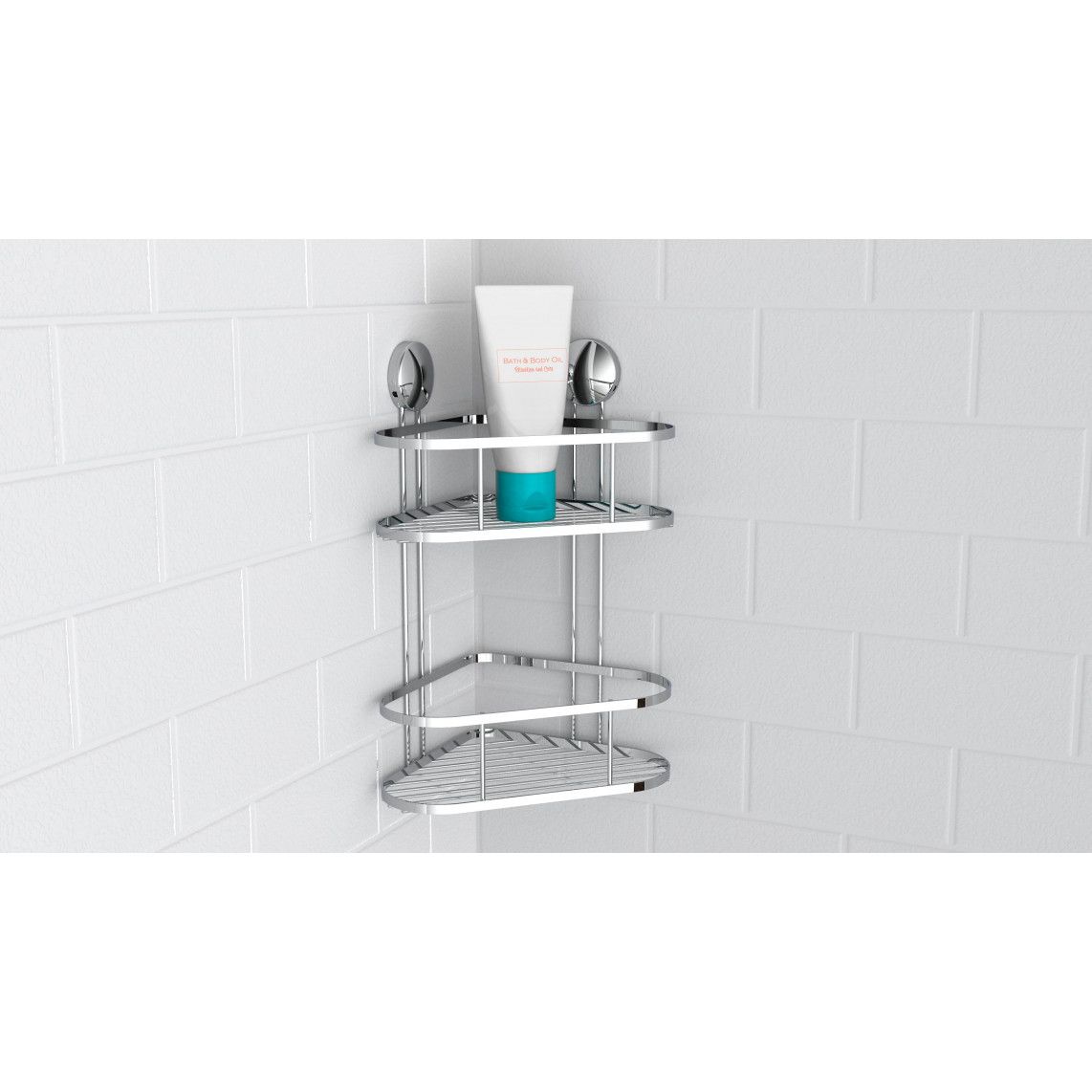 BA0203 Douche hoekplanchet 2 niveaus, chroom, om te lijmen of schroeven vue 4
