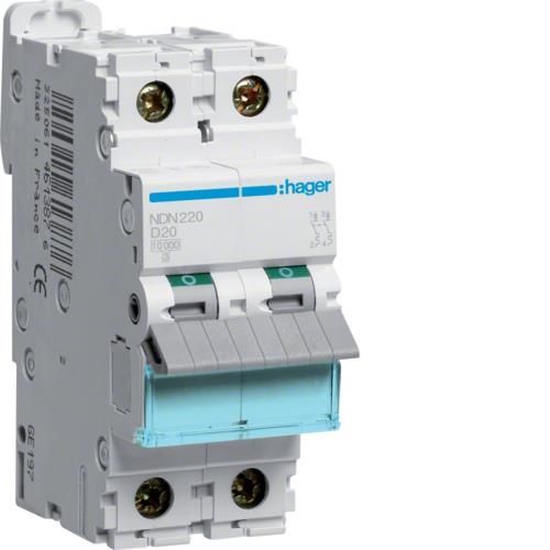 Disjoncteur 10kA - courbe D - 2 pôles - 20A - 2 modules