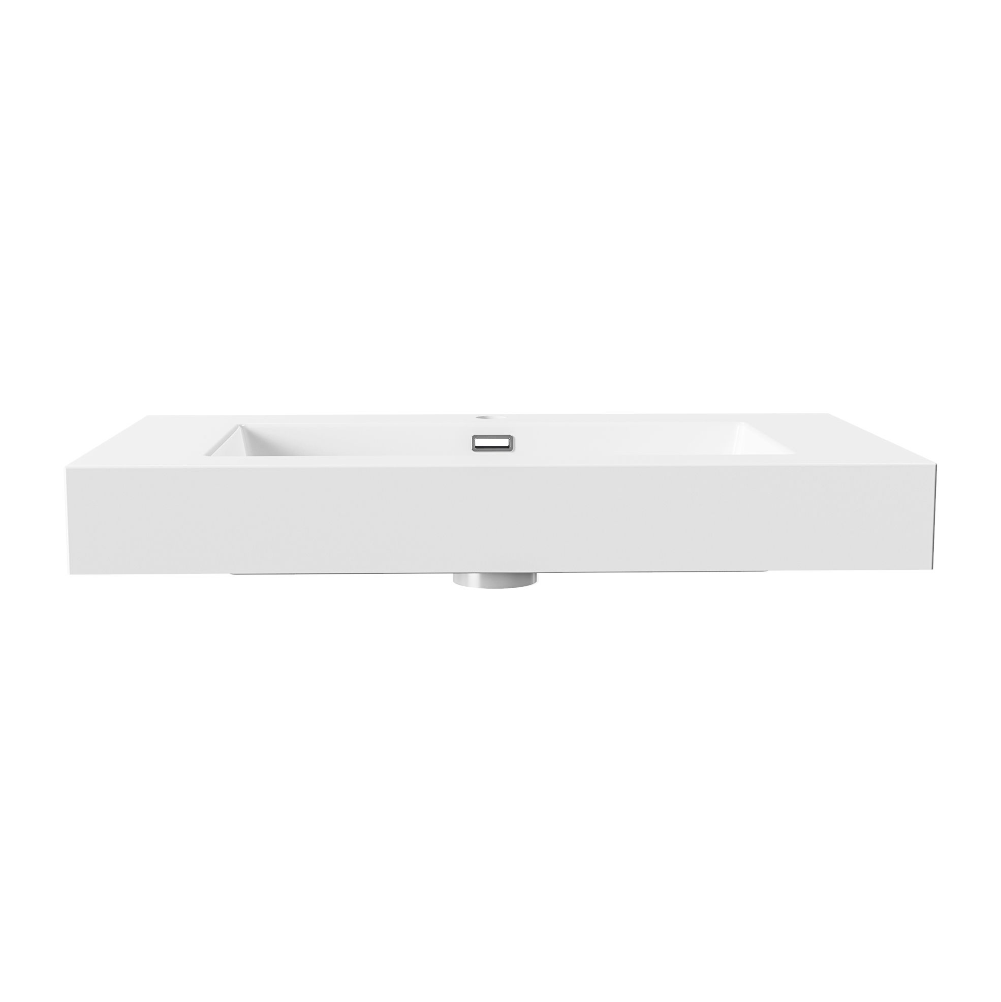 ALONI LAVABO - 1 VASQUE - AVEC TROP-PLEIN - 1 TROU ROBINET - MARBRE COMPOSITE - 80X10X46 CM - BLANC MAT vue 2