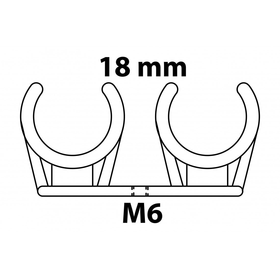 989188117 Pipe clip double, 18 mm, with M6 threaded sleeve vue 2