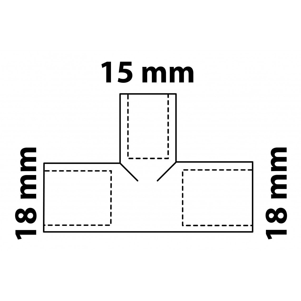 989272055 Tee reducer piece, copper solder fitting, 18 mm x 15 mm x 18 mm, 3 sockets vue 3