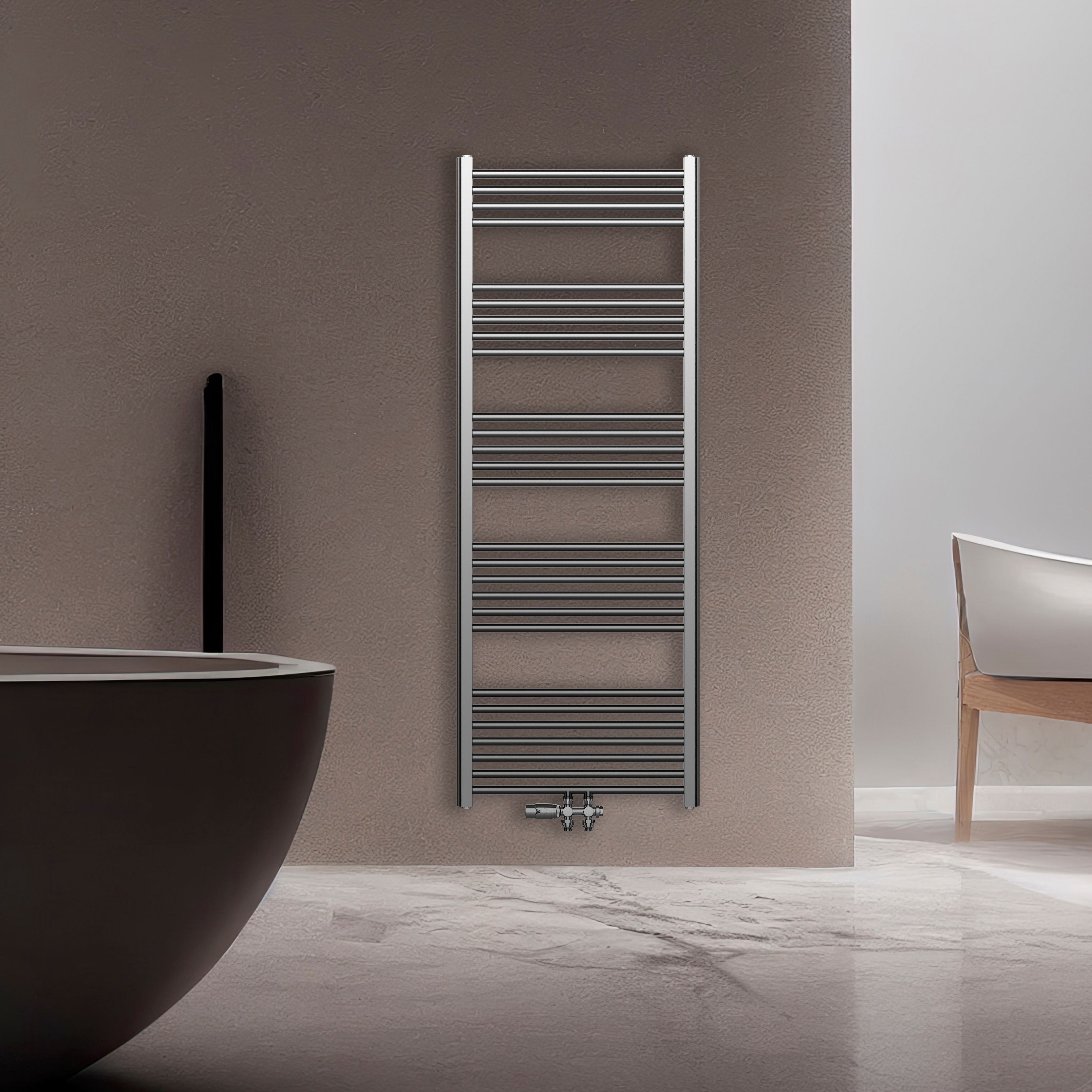 BELRAD SÈCHE-SERVIETTES - RACCORDEMENT GAUCHE-DROITE/CENTRAL - 414 WATT - 1200X600CM - ACIER INOX BROSSÉ vue 2