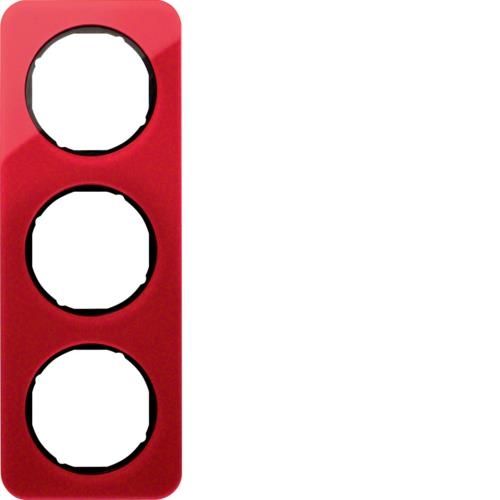 Plaque de recouvrement 3 postes R.1 acryl Rouge transparent / Noir